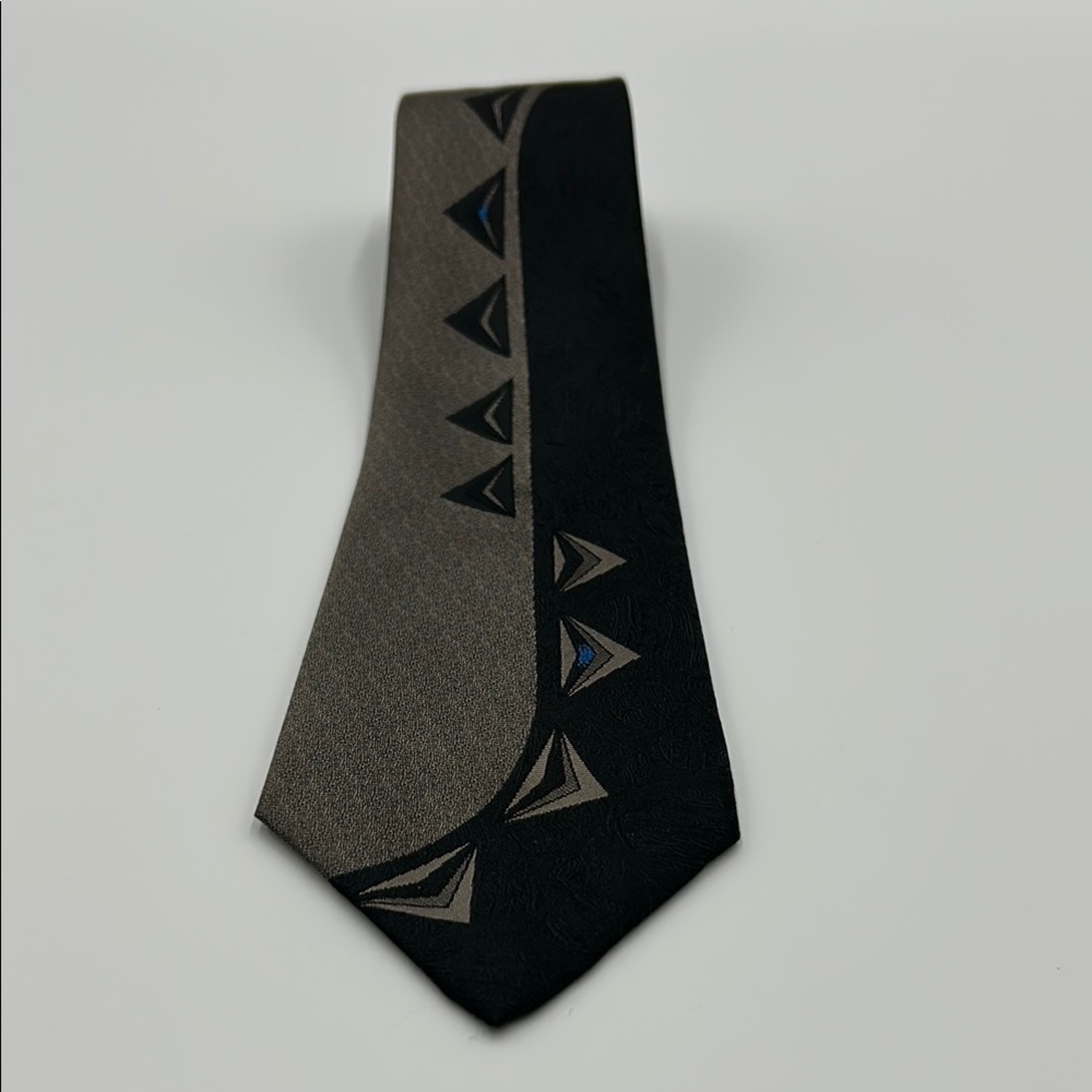Florenzi Collection Men's Neck Tie Black‎ Gray Geometric Retro Formal Business